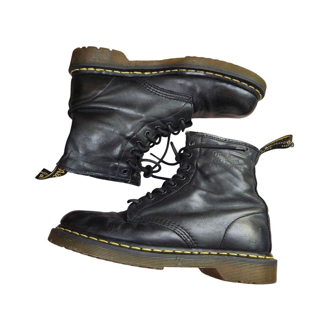 Dr. Martens Black Leather Hi-top Lace Up Combat Boots M9 L10 Moto Grunge Biker